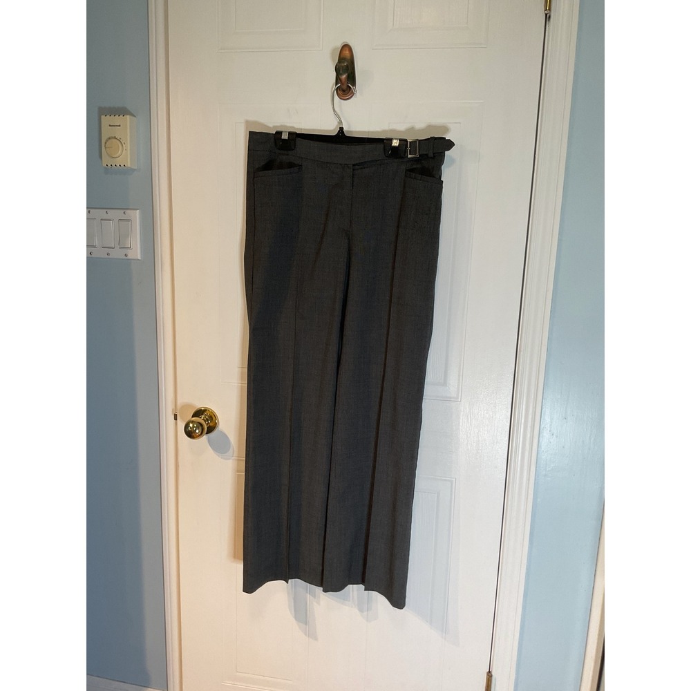 Mexx Dress Pants Womens Size 8 Gray Excellent Wide Leg Buckle Waist Trousers